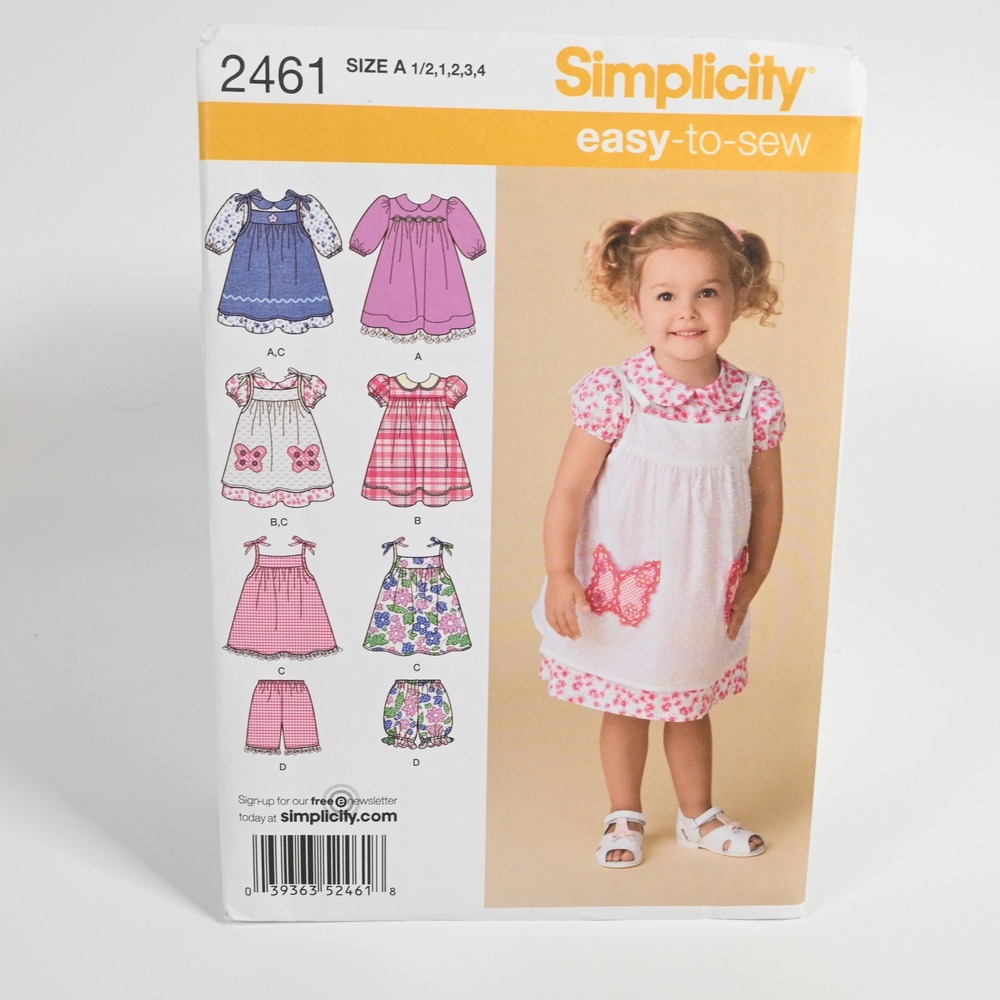 Simplicity 2461 Sewing Pattern Toddlers Size A 1/2-4 Uncut Factory Folded